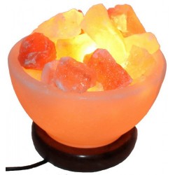 Декоративно обработанная соляная лампа в комплекте ваза с камнями c диммером